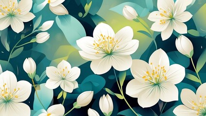 Elegant abstract illustration of spring white flower bloom