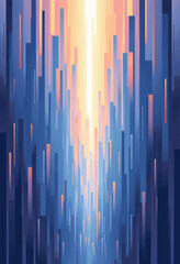 Abstract Blue Blocks with Golden Light Streak