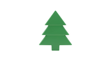 Obraz premium Isolated Green Christmas Tree Simple Decoration on White Background