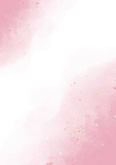 Obraz premium Abstract pink blush liquid watercolor background with golden lines, dots and stains. paint brush glitter gold for wedding elements. watercolor texture for cards, greetings or invitations.