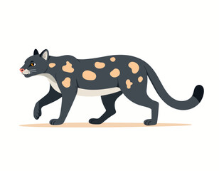 Fototapeta premium Cartoon clouded leopard prowling forward