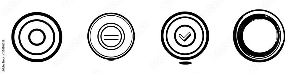Poster circular symbols representing different functions in user interface design and interaction