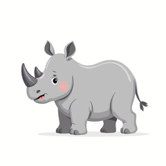 Fototapeta premium Cartoon Gray Rhinoceros with Rosy Cheeks
