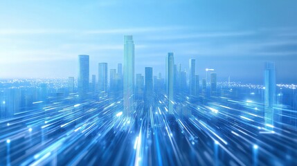 blue future cityscape