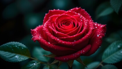red rose with water drops