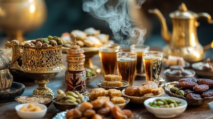 Aromatic Spices, Sweets, and Tea Festive Middle Eastern Gathering