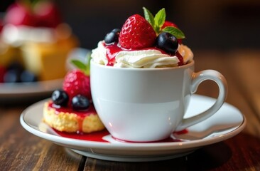 Delicious dessert with fresh berries served in a cup for a delightful treat