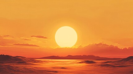 Naklejka premium Sunset orange solid background warm and glowing.