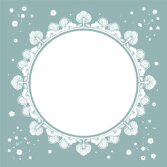 Floral Lace Circle Frame on Light Blue Background