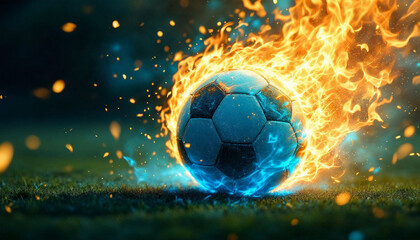 Naklejka premium ball soccer fire