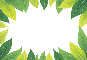 Leafy green border illustration with white space