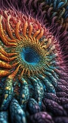 Obraz premium Highly Detailed Electron Microscope View of Cilia on a Cell Surface with Vivid Colors and Clean Lines in 4k Resolution