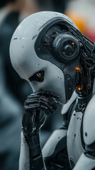 Thoughtful Futuristic Robot &ndash; AI Concept Art