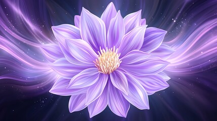 Luminous Purple Flower in Cosmic Glow Digital Art