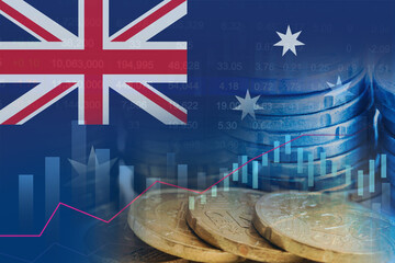 Germany flag on stock investment trading with coin and graph.