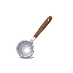 Silver Ladle with Wooden Handle Kitchen Utensil