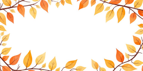 Watercolor autumn leaf frame with orange and yellow foliage