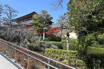 A sentimental Japanese temple With trees 