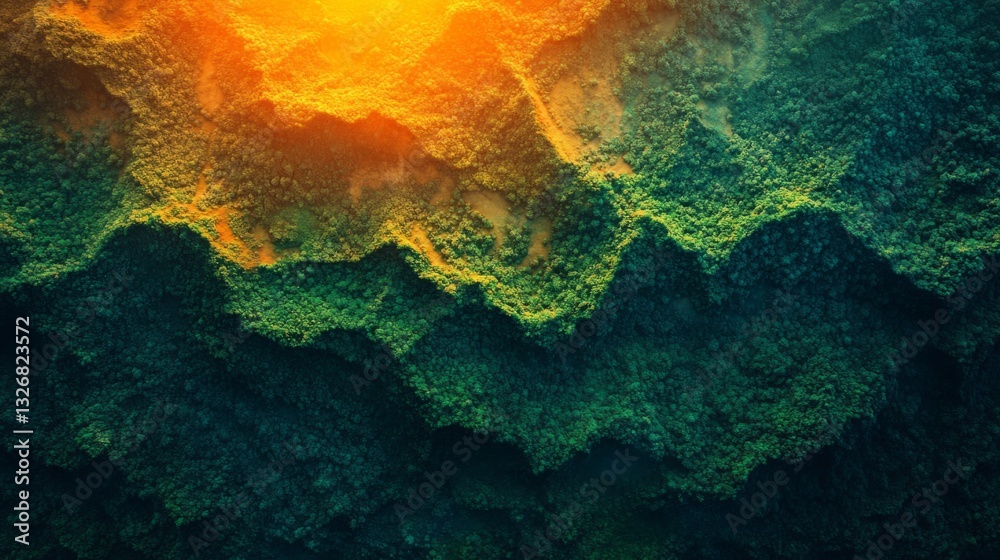 Aufkleber advanced satellite technology captures detailed geospatial data of a vibrant forest landscape at sun