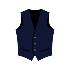 Fashionable blue vest. Sleeveless clothing for stylish gentlemen and work uniform for luxury clubs and restaurants in retro design