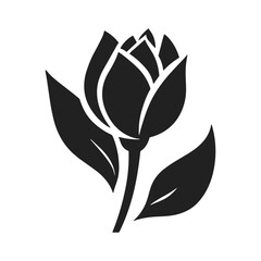 Black flower icon on white background. Floral silhouette symbol. Plant pictogram. Simple vector design element