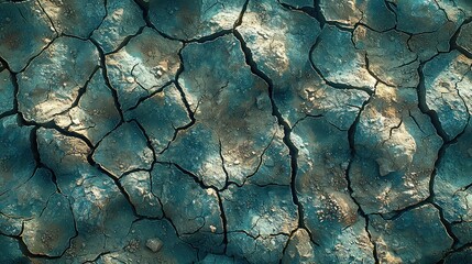Extreme Drought: Aerial View of Cracked and Dry Earth Surface Showing Severe Soil Degradation and Desertification