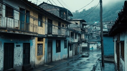 Rainy Alley in a South American Shantytown