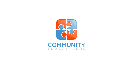Puzzle Community Teamwork Logo
