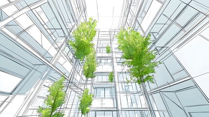 Modern Architectural Design Featuring Vertical Greenery and Natural Elements in Urban Environment