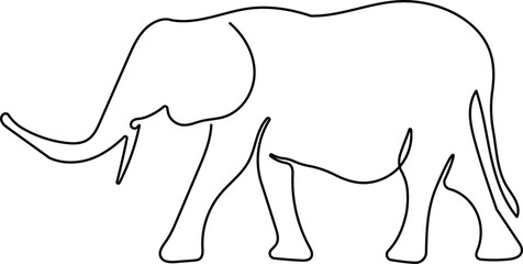Elephant continuous one line drawing. Editable stroke on a white isolated background. Vector illustration