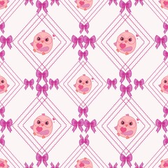 seamless cute pink bird pattern 