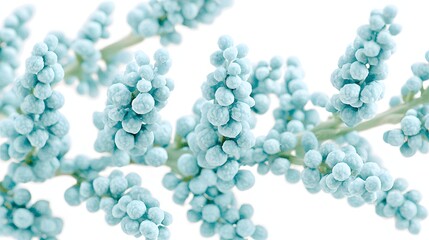 Closeup of Delicate Blue Botanical Texture with Abstract Shapes and Soft Overtones