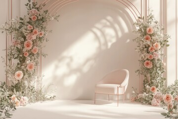 Elegant chair - festive decor in a modern floral style for wedding ceremony