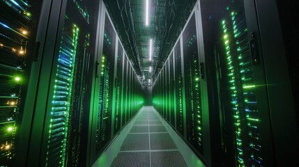 Fototapeta premium A massive supercomputer generating an endless stream of ever-changing AI poetry