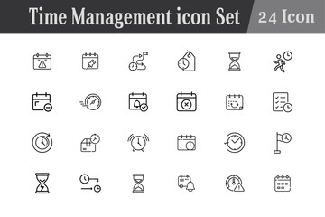 Time Schedule Management Editable Icon Set, 