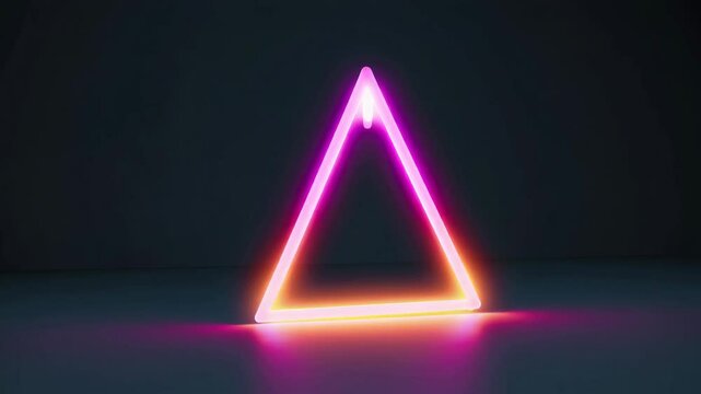 Neon triangle pulsating with vibrant colors in dark abstract setting