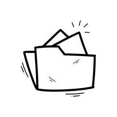 Hand Drawn Folder Illustration. Doodle Vector. Isolated on White Background - EPS 10 Vector