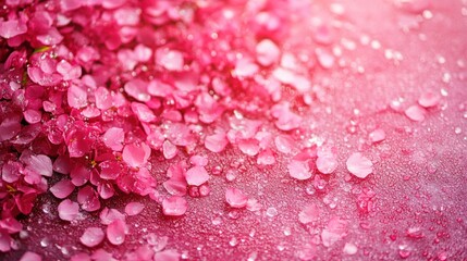 Fototapeta premium Pink flower petals, water droplets, background