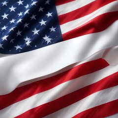 American Flag Close-up Waving with White Ribbon Abstract Design