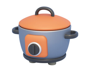 Cartoon electric cooker isolated on transparent background. 3D illustration