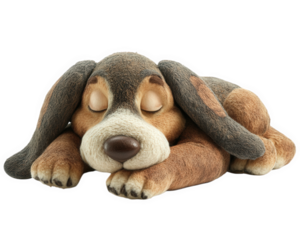 Sleeping cartoon dog with floppy ears and soft, plush texture. This adorable character exudes sense of calm and comfort, perfect for children illustrations or playful designs