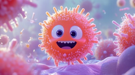 A Happy Virus Cell in a Microscopic World Adventure