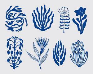 Plant branch leaf collection set bundle silhouette vector illustration asset element nature, plant, flower, tropical leaves editable © Luqman