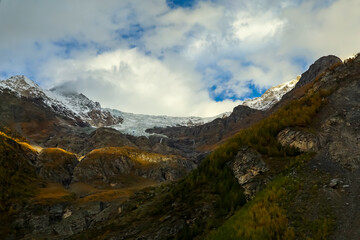 Fototapeta premium View of landscape furi mountain in autumn season from cable car in zermatt, swiss