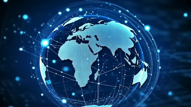 A digital representation of Earth with interconnected lines illustrating global connectivity and technology