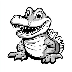 Obraz premium A Cheerful Crocodile Cartoon,Smiling Wide with Sharp Teeth,Joyful Expression Against White Background