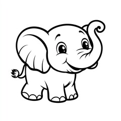 Naklejka premium A Joyful Baby Elephant Illustration,Smiling Cheerfully Against a White Background