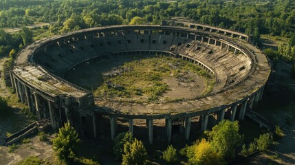 Naklejka premium A stadium now used as a last-stand fortress for a group of desperate survivors