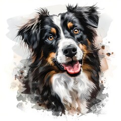 Multitalented Australian Shepherd Dog with Aussie Dad Text Below Illustration