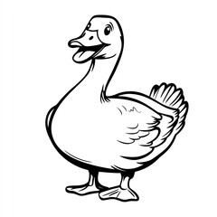 Obraz premium Happy Goose Illustration A cheerful goose smiles, standing proudly against a plain white background. A simple yet joyful image.